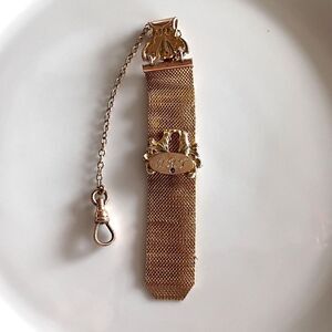 Antique Victorian Gold Filled Mesh Vest Pocket Watch Chain F.M. Co.